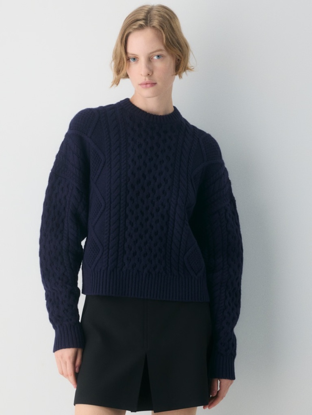 NWT - Aritzia Heritage Knit Merino Wool Crew Hi-Hip Sweater - Admiral - Size XS